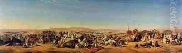 Capture of the Tribe of Abd el Kader 1808-83 by Henri dOrleans 1822-97 Duke of Aumale Oil Painting by Alfred Charles Ferdinand Decaen