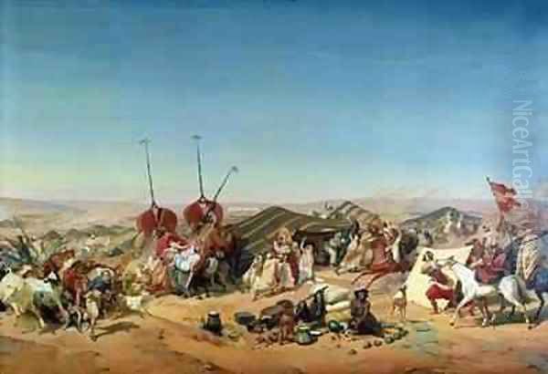 Capture of the Tribe of Abd el Kader 1808-83 by Henri dOrleans 1822-97 Duke of Aumale 2 Oil Painting by Alfred Charles Ferdinand Decaen