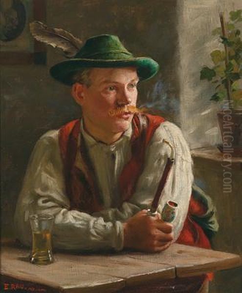 Bursch Mit Pfeife Oil Painting by Emil Rau