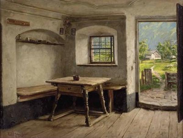 Bauernstube In Grosgmain Oil Painting by Emil Rau