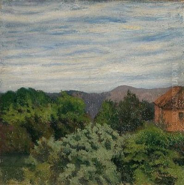 Paisaje Con Casa. Oil Painting by Nicolas Raurich Y Petre