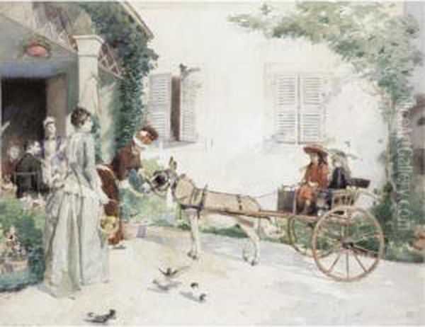 The Donkey Cart Oil Painting by Edouard John E. Ravel