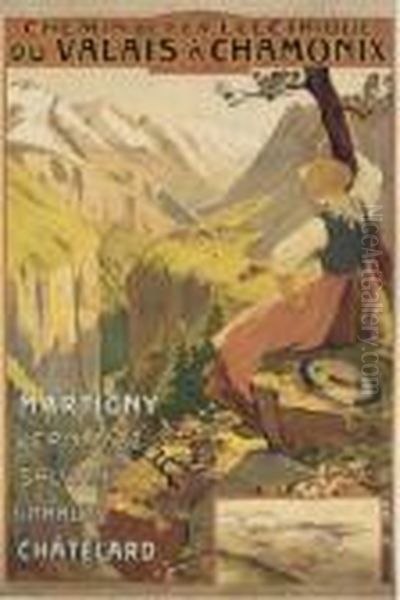 Chemin De Fer Martigny-chatelard-chamonix Oil Painting by Edouard John E. Ravel