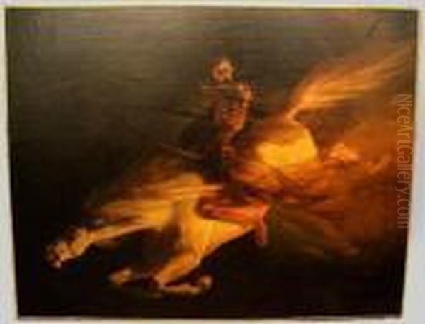 Death On A Pale Horse Oil Painting by Edouard John E. Ravel