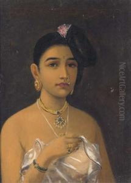 Maliyali Beauty Oil Painting by Raja Ravi Varma