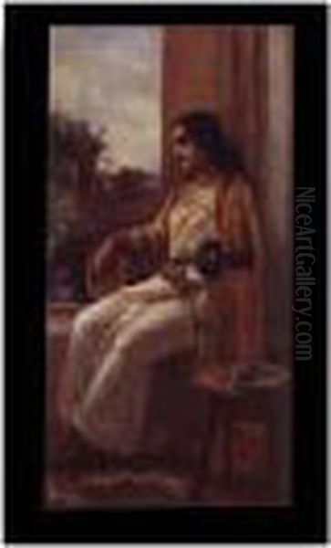 Love Song Oil Painting by Raja Ravi Varma