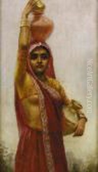 Village Belle Oil Painting by Raja Ravi Varma