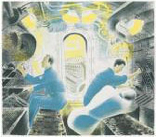 Submarines: The Engine Room Oil Painting by Eric Ravilious