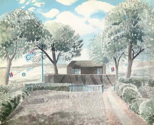 Aerodrome Oil Painting by Eric Ravilious