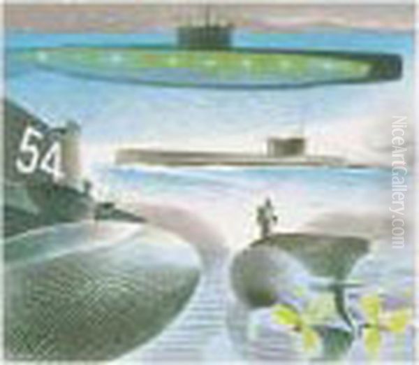 Different Aspects Of Submarines Oil Painting by Eric Ravilious