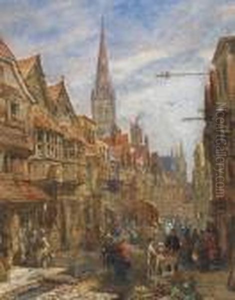 The High Street, Salisbury Oil Painting by Louise Rayner