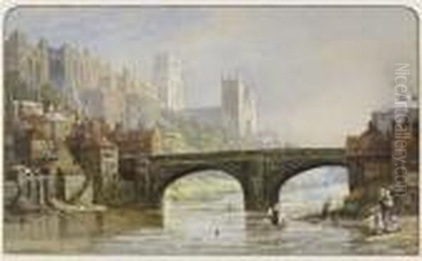 Durham From The River Oil Painting by Louise Rayner