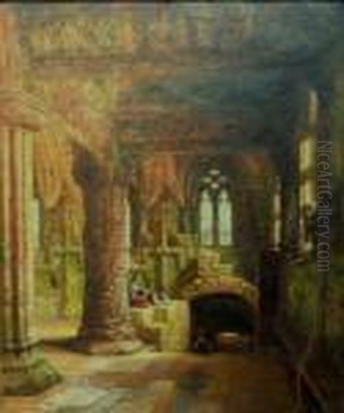 The Prentiss Pillar, Roslin 
Chapel The Last View Taken On The Spot Previous To It's Restoration Oil Painting by Louise Rayner