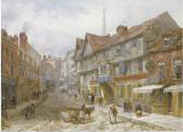 Wyle Cop, Shrewsbury Oil Painting by Louise Rayner