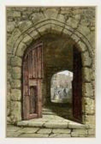 Entrance To Haddon Hall,derbyshire Oil Painting by Louise Rayner