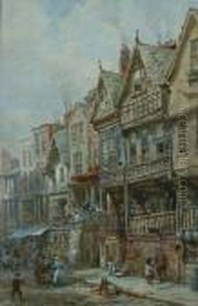 Bishop Lloyd's House, Watergate Street, Chester Oil Painting by Louise Rayner