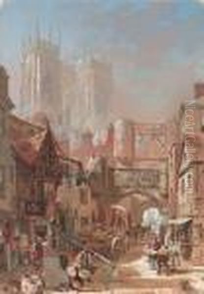 A View Of St. Sampson's Square, York Oil Painting by Louise Rayner