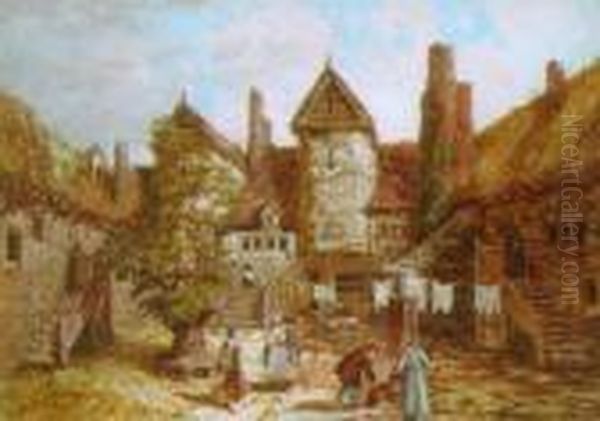 White Horse Yard Oil Painting by Samuel A. Rayner