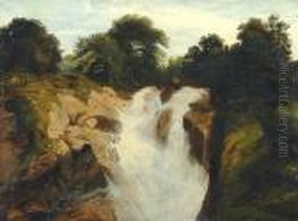 Torrente Di Montagna Oil Painting by Ernesto Rayper