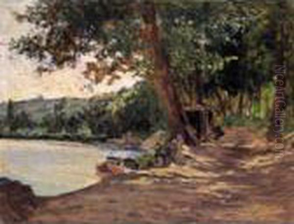 In Riva Al Lago Oil Painting by Ernesto Rayper