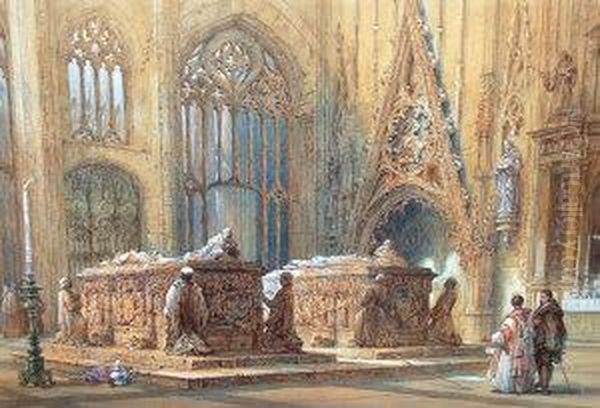 View Of The Interior Of Canterbury Cathedral Oil Painting by Samuel Read