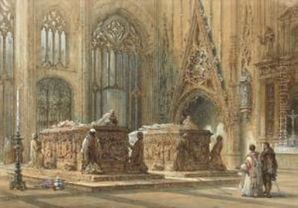 The Interior Of Canterbury Cathedral Oil Painting by Samuel Read