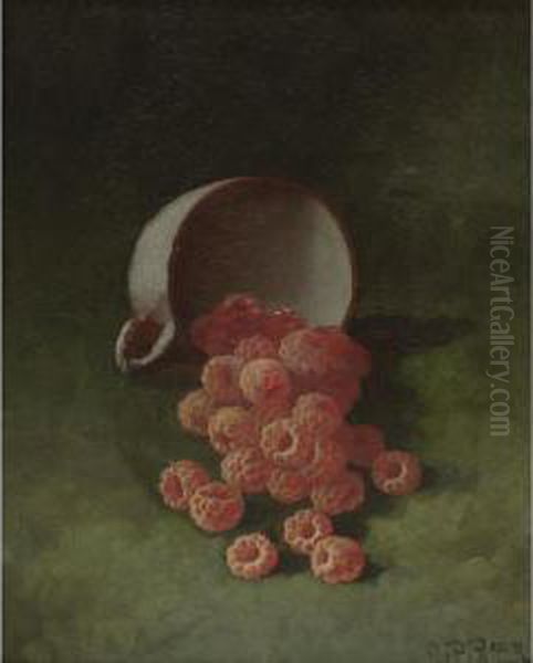 Raspberries In A Cup Oil Painting by Carducius Plantagenet Ream