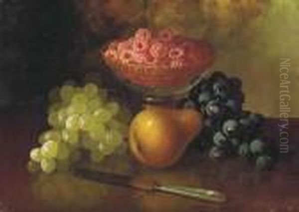 Still Life With Raspberries, Grapes And Pear Oil Painting by Carducius Plantagenet Ream