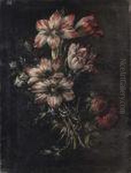 Mazzo Di Tulipani, Mughetti E Peonie Oil Painting by Giuseppe Recco