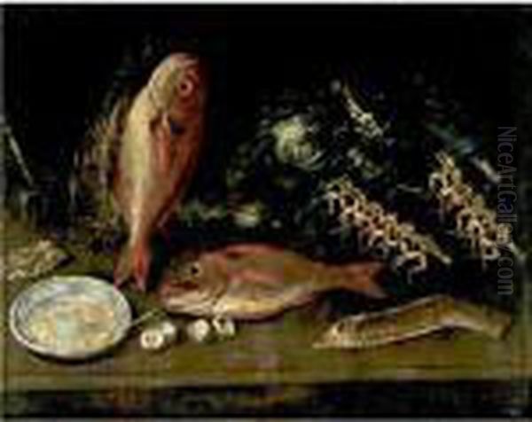 Still Life Of Fish And Frogs Oil Painting by Giuseppe Recco