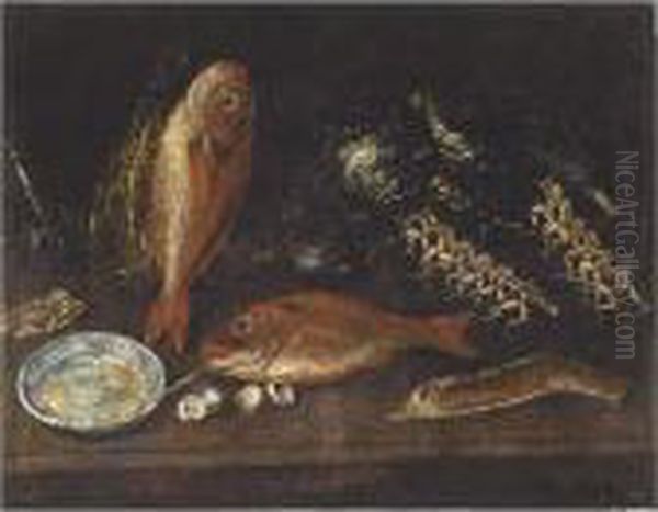 Still Life Of Fish And Frogs Oil Painting by Giuseppe Recco