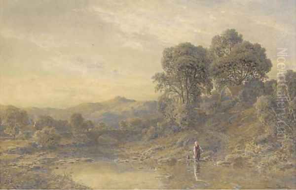 Collecting water from a Welsh river Oil Painting by Thomas Danby