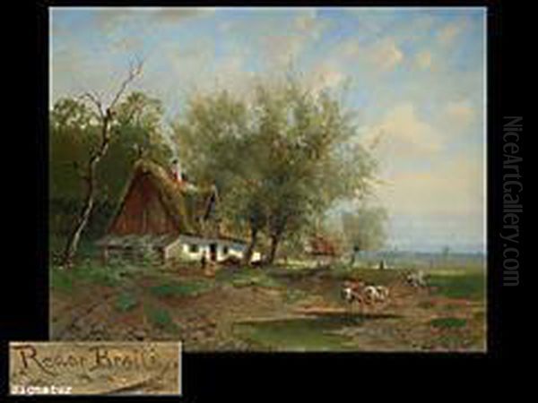 Landschaft Mit Bauernhaus Oil Painting by Franz Reder-Broily