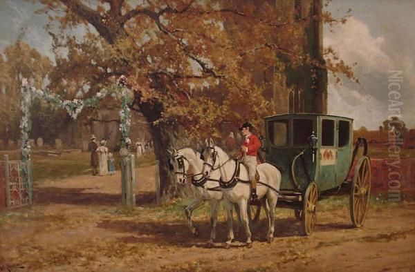 Carraige Awaiting The Wedding Party Oil Painting by Arthur Walker Redgate