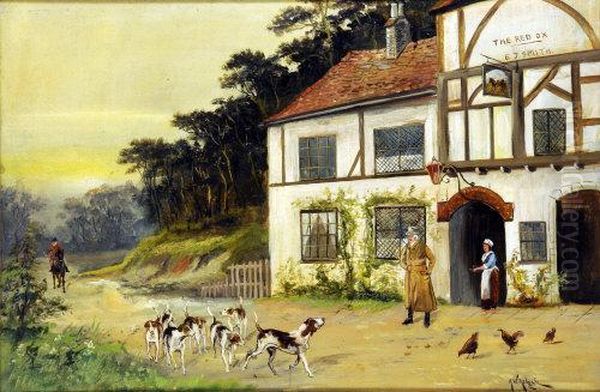 The Red Ox, Loughborough Oil Painting by Arthur Walker Redgate