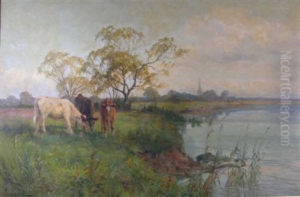 On The Trent - Attenborough Oil Painting by Arthur Walker Redgate