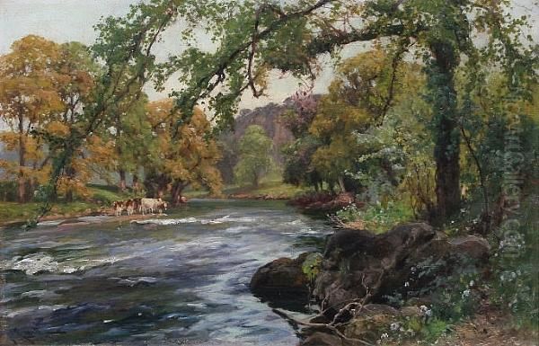 Summer On The Derwent Oil Painting by Arthur Walker Redgate