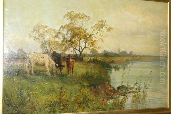 On The Trent, Attenborough Oil Painting by Arthur Walker Redgate