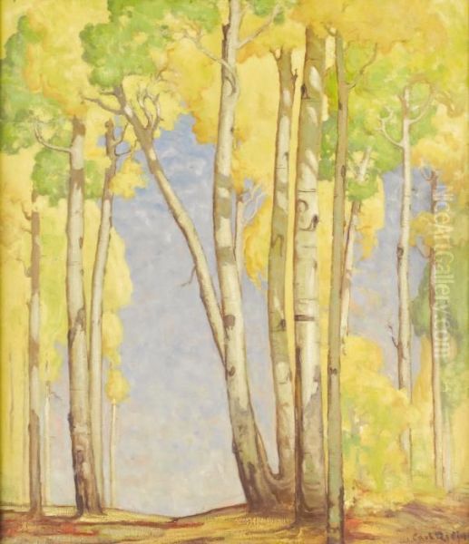 Aspens In Autumn Oil Painting by Carl Redin