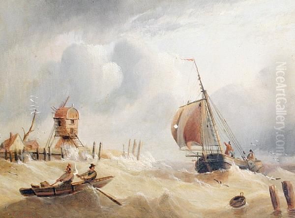 Rough Water At The Estuary Mouth Oil Painting by Edward King Redmore