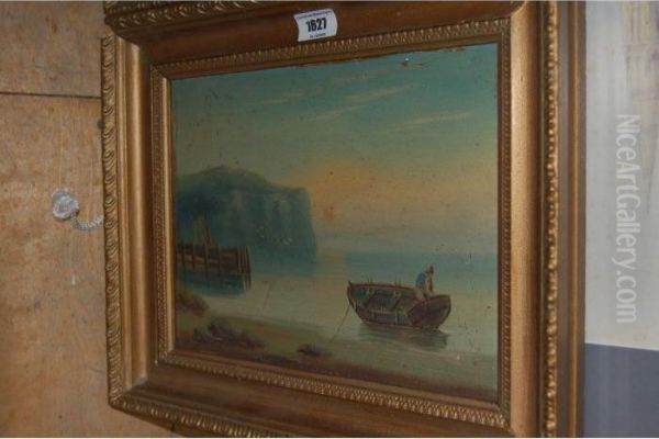 Figures And Fishing Boats Oil Painting by Edward King Redmore