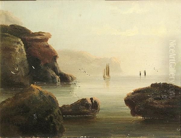 A Coastal Seascape With Boats In The Distance; Also A Companion Seascape (a Pair) Oil Painting by Edward King Redmore