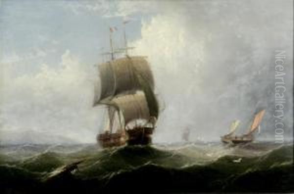 Fishing Boats And Other Shipping Off The Coast Oil Painting by Edward King Redmore