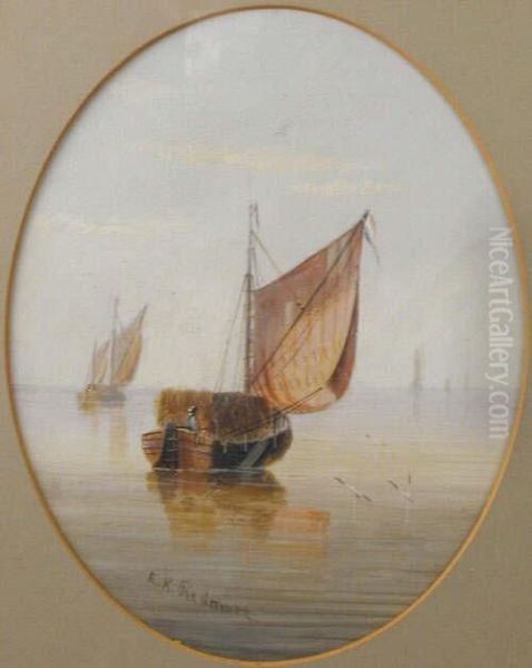 Ships In Rough And Calm Seas Oil Painting by Edward King Redmore