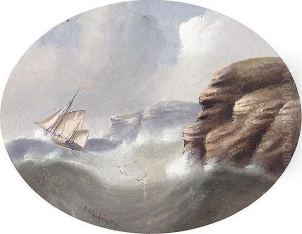 Robin Hood's Bay; Lugger Working Off The Land; Wreck On The Dutch Coast; The Last Plunge Oil Painting by Edward King Redmore