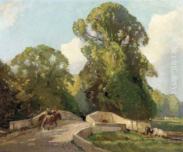 The Bridge At Croft-on-tees Oil Painting by William Josiah Redworth