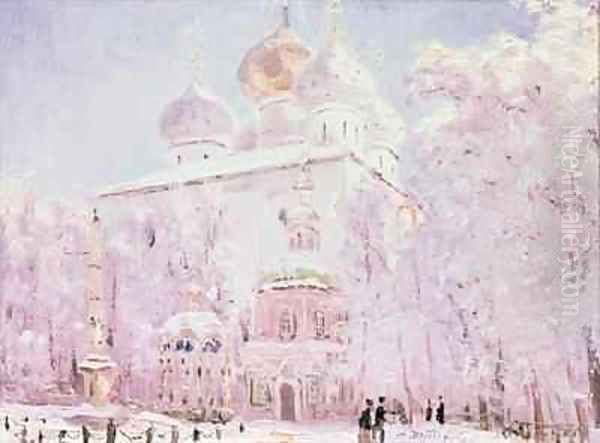 Winter in the Trinity St Sergius Lavra in Sergiyev Posad Oil Painting by Nikolay Nikanorovich Dubovskoy