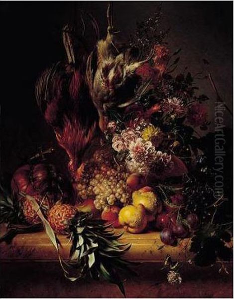 Still Life With Fruit And Game Oil Painting by Hendrik Reekers