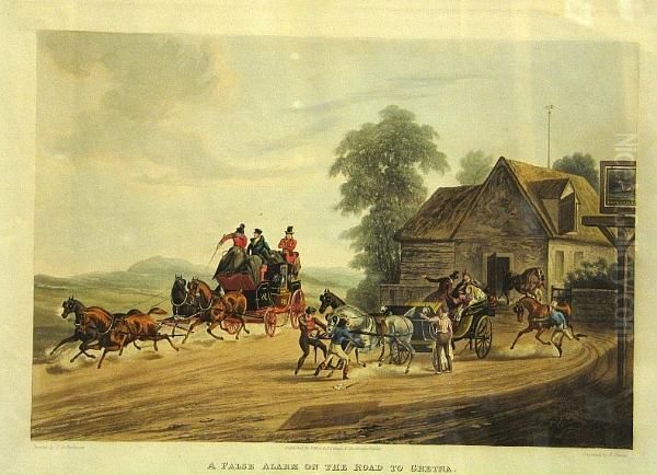 A False Alarm On The Road To Gretna; One Mile From Gretna Oil Painting by Richard Gilson Reeve