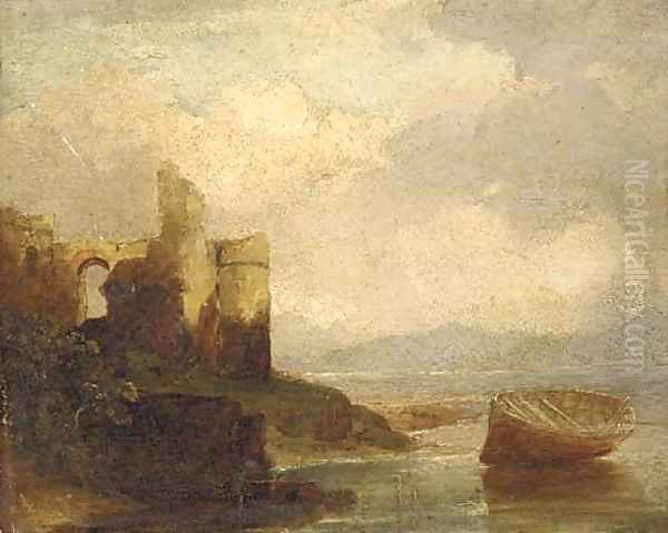 A ruined castle on an estuary Oil Painting by Francis Danby